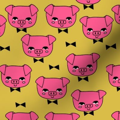 Mr. Pig - Bright pink/Mustard by Andrea Lauren