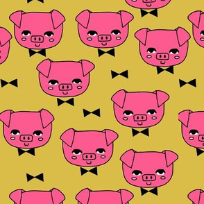 Mr. Pig - Bright pink/Mustard by Andrea Lauren