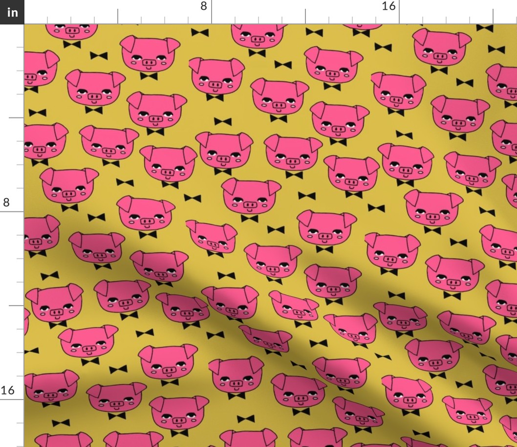 Mr. Pig - Bright pink/Mustard by Andrea Lauren