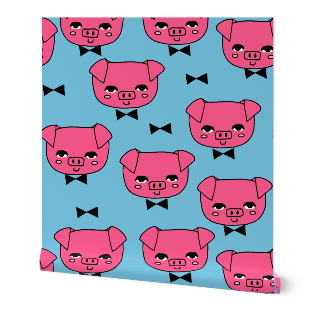 Mr. Pig - Bright Pink/Soft Blue by Andrea Lauren