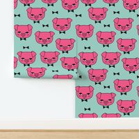 Mr. Pig - Bright Pink/Pale Turquoise by Andrea Lauren