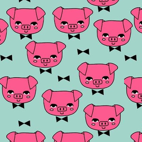Mr. Pig - Bright Pink/Pale Turquoise by Andrea Lauren