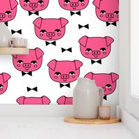 Mr. Pig - Bright Pink on White by Andrea Lauren