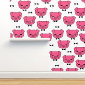Mr. Pig - Bright Pink on White by Andrea Lauren