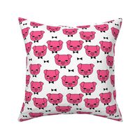 Mr. Pig - Bright Pink on White by Andrea Lauren