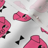 Mr. Pig - Bright Pink on White by Andrea Lauren