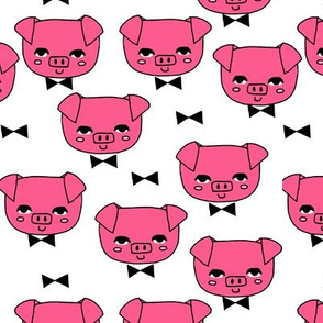 Mr. Pig - Bright Pink on White by Andrea Lauren