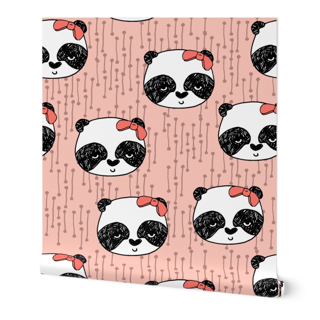 Panda with Bow - Pale Pink by Andrea Lauren