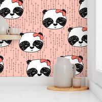 Panda with Bow - Pale Pink by Andrea Lauren