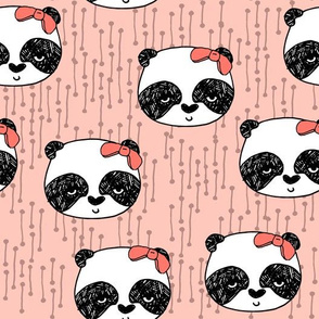 Panda with Bow - Pale Pink by Andrea Lauren