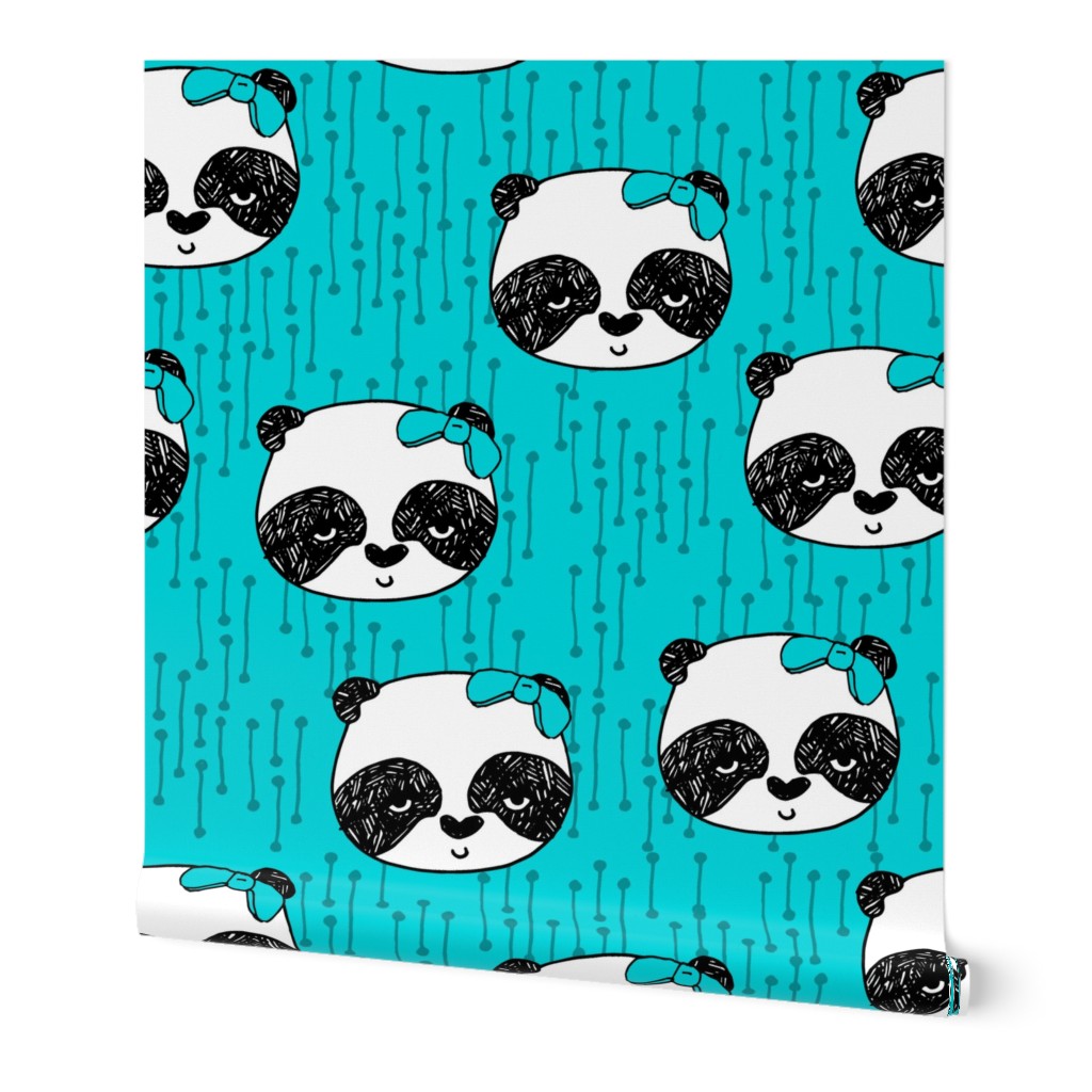 Panda with Bow - Robins Egg Blue by Andrea Lauren