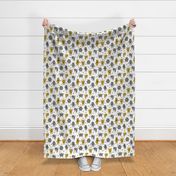 monster // monsters grey and mustard yellow kids boys creepy scary monster boys room fabric