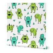 monsters // monster green kids boys room scary monster fabric