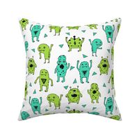 monsters // monster green kids boys room scary monster fabric