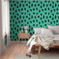 monsters // green black kids funny cute quirky boys room monster fabric