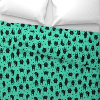 monsters // green black kids funny cute quirky boys room monster fabric