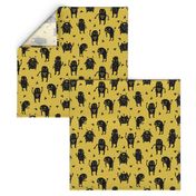 monster // monsters mustard yellow fabric for boys room kids cute triangles scary monster