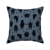 monsters // creepy scary boys room monster fabric blue dark blue boys