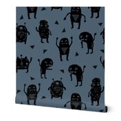 monsters // creepy scary boys room monster fabric blue dark blue boys