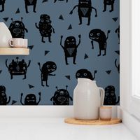 monsters // creepy scary boys room monster fabric blue dark blue boys