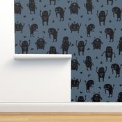 monsters // creepy scary boys room monster fabric blue dark blue boys