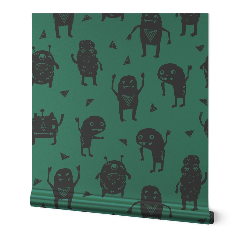 monsters // creepy kids fabric for boys room little kids monster scary quirky cute