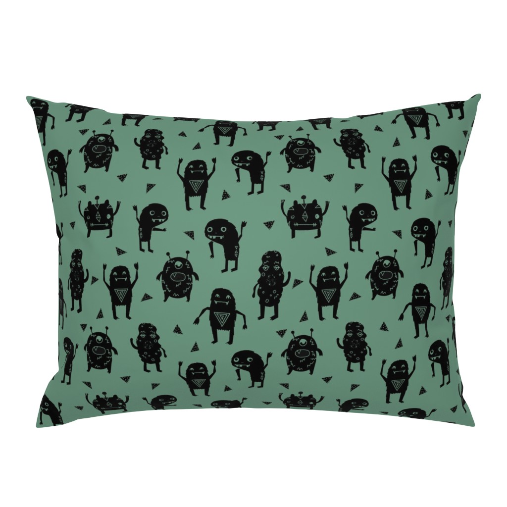 monsters // green kids boys monster fabric 