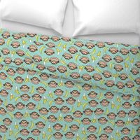 Happy Monkey - Pale Turquoise by Andrea Lauren