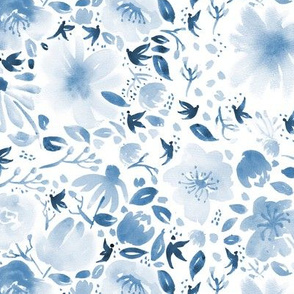 floral watercolor - blue