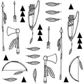 Native american indian tools black and white