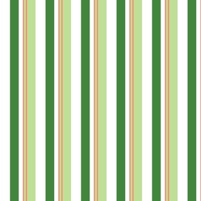 1920's stripe fabric-4 colors- green & coral