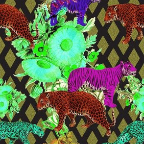 exotic cats of the wallpaper jungle, after dark