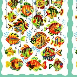 colorful rainbow multi colored fishes underwater hooks 