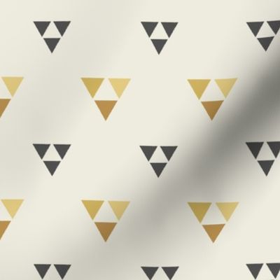 Trilogy Triangles-Lined-Mustard, Cream, & Gray