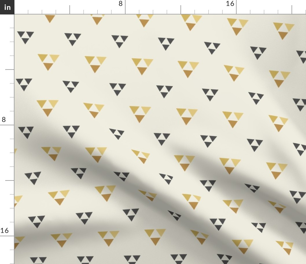 Trilogy Triangles-Lined-Mustard, Cream, & Gray