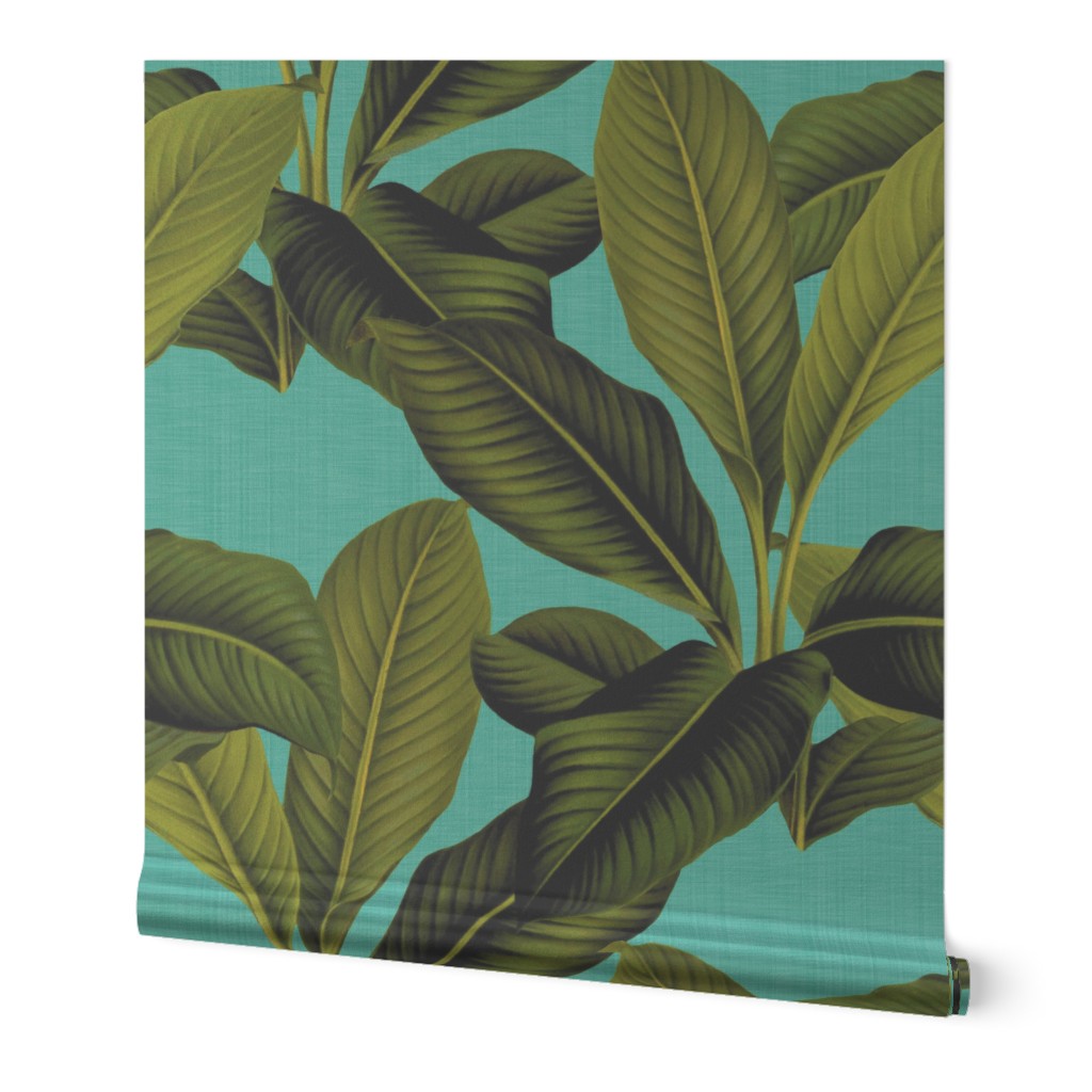 Palm In Palm ~ Tropical Blue Linen