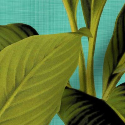 Palm In Palm ~ Tropical Blue Linen