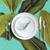 Palm In Palm ~ Tropical Blue Linen