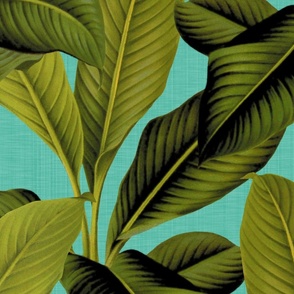 Palm In Palm ~ Tropical Blue Linen