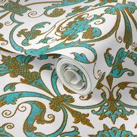 Renaissance Embroidery ~ Turquoise with Gilt Thread 