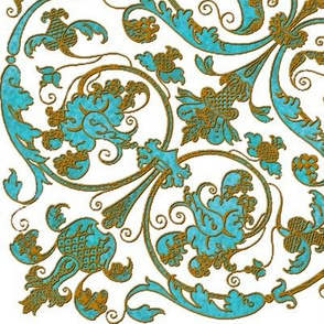 Renaissance Embroidery ~ Turquoise with Gilt Thread 