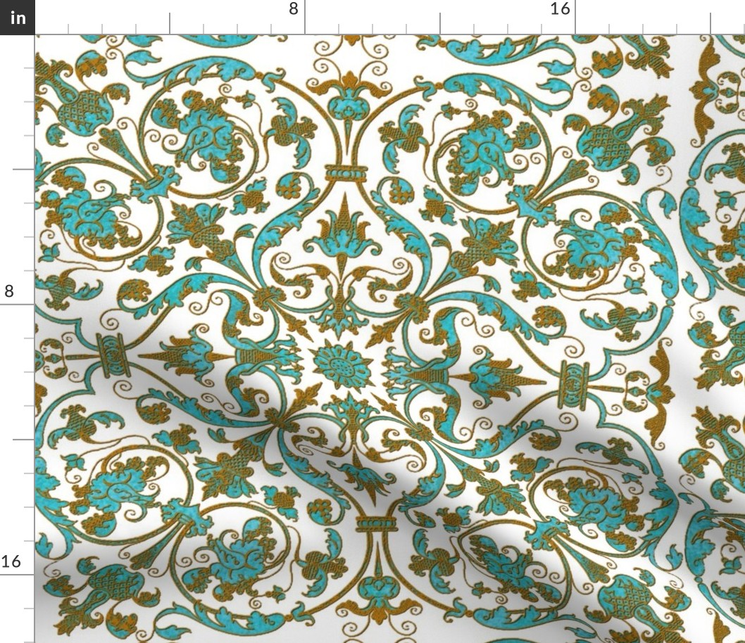 Renaissance Embroidery ~ Turquoise with Gilt Thread 