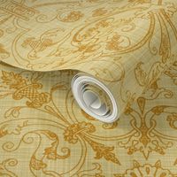 Renaissance Embroidery ~ Gilt Thread on Trianon Cream Linen Luxe