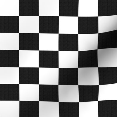 Black Burlap Textured and Flat White Checkerboard