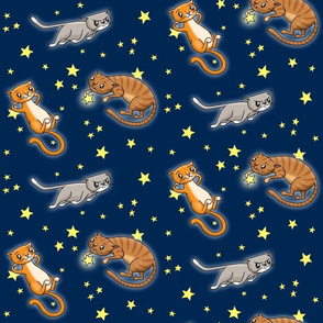 Astro Cats! Black Blue Large