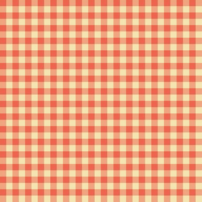 tangerine and cream gingham, 1/4" squares 