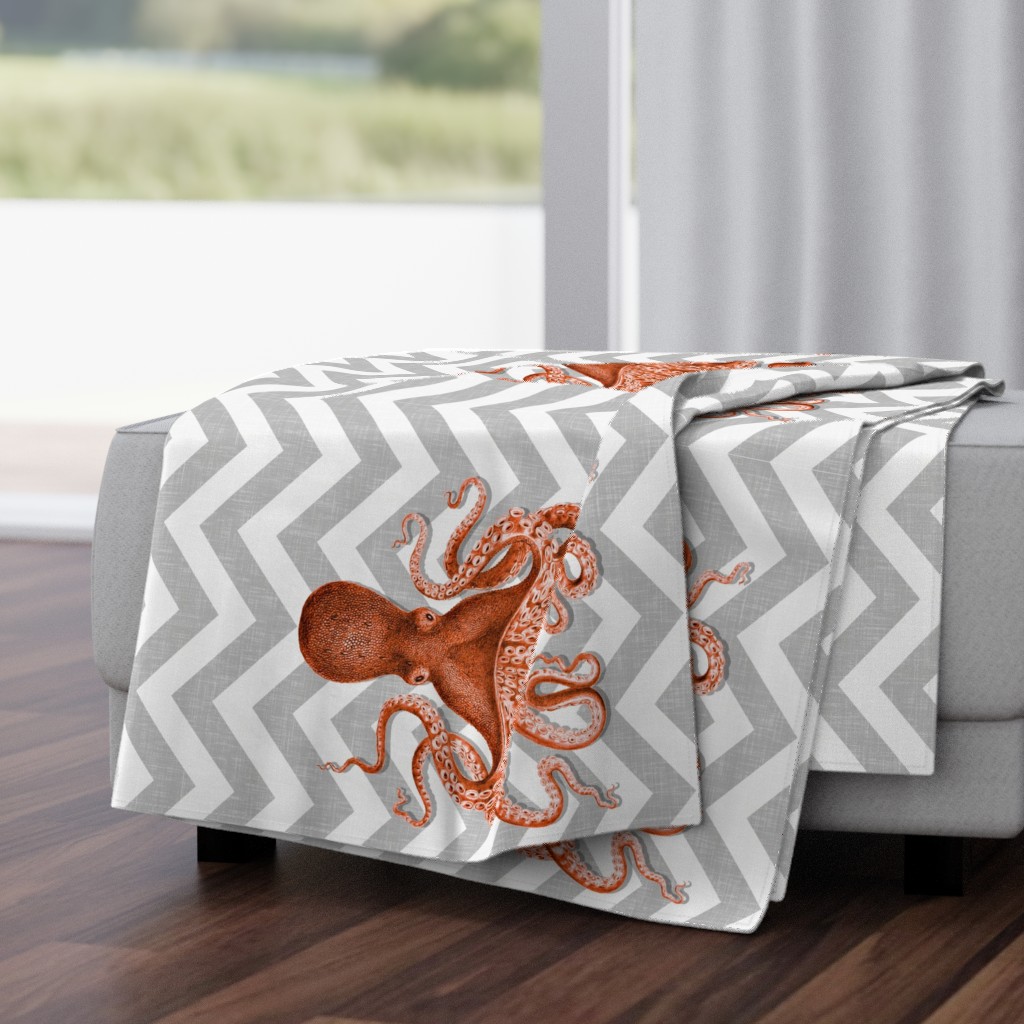 Coral Octopus Chevron for Tea Towels
