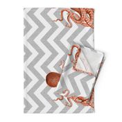 Coral Octopus Chevron for Tea Towels