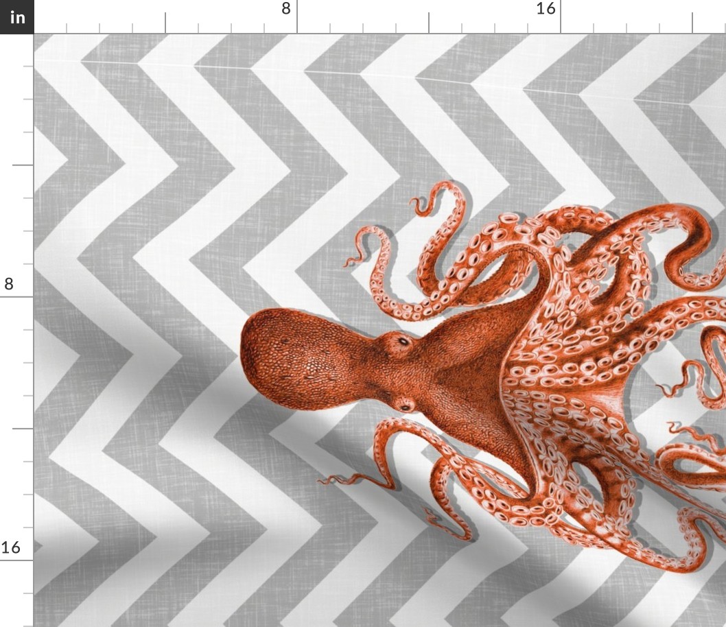 Coral Octopus Chevron for Tea Towels