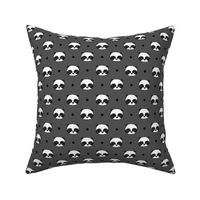 pandas // charcoal grey panda fabric kawaii panda head cute scandi panda fabric illustration